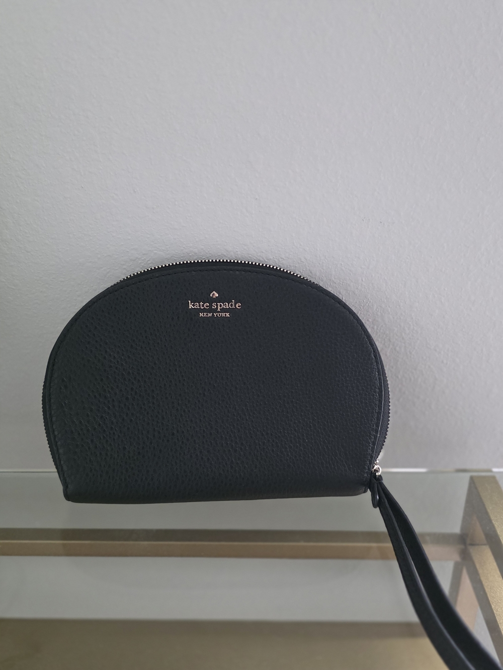kate spade New York Black Leather Wristlet Pouch